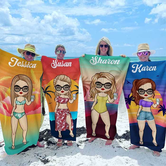 Tropical Summer Sunset - Personalized Beach Towel - Gift For Bestie - 60x30 in - WePrint