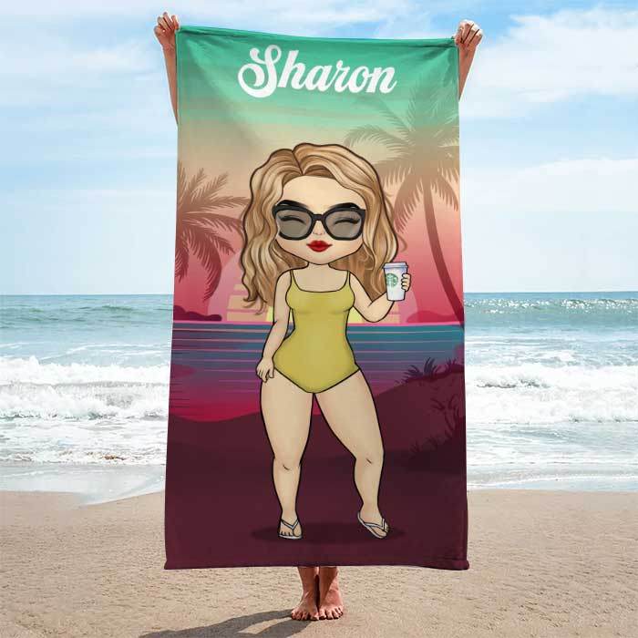 Tropical Summer Sunset - Personalized Beach Towel - Gift For Bestie - 60x30 in - WePrint