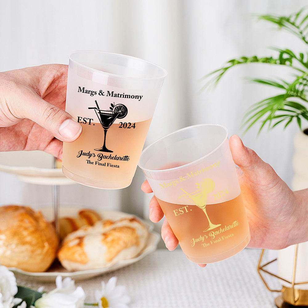 Personalized Margs & Matrimony Disposable Plastic Cups for Bachelorette Bridal Party Supplies Gift - WePrint
