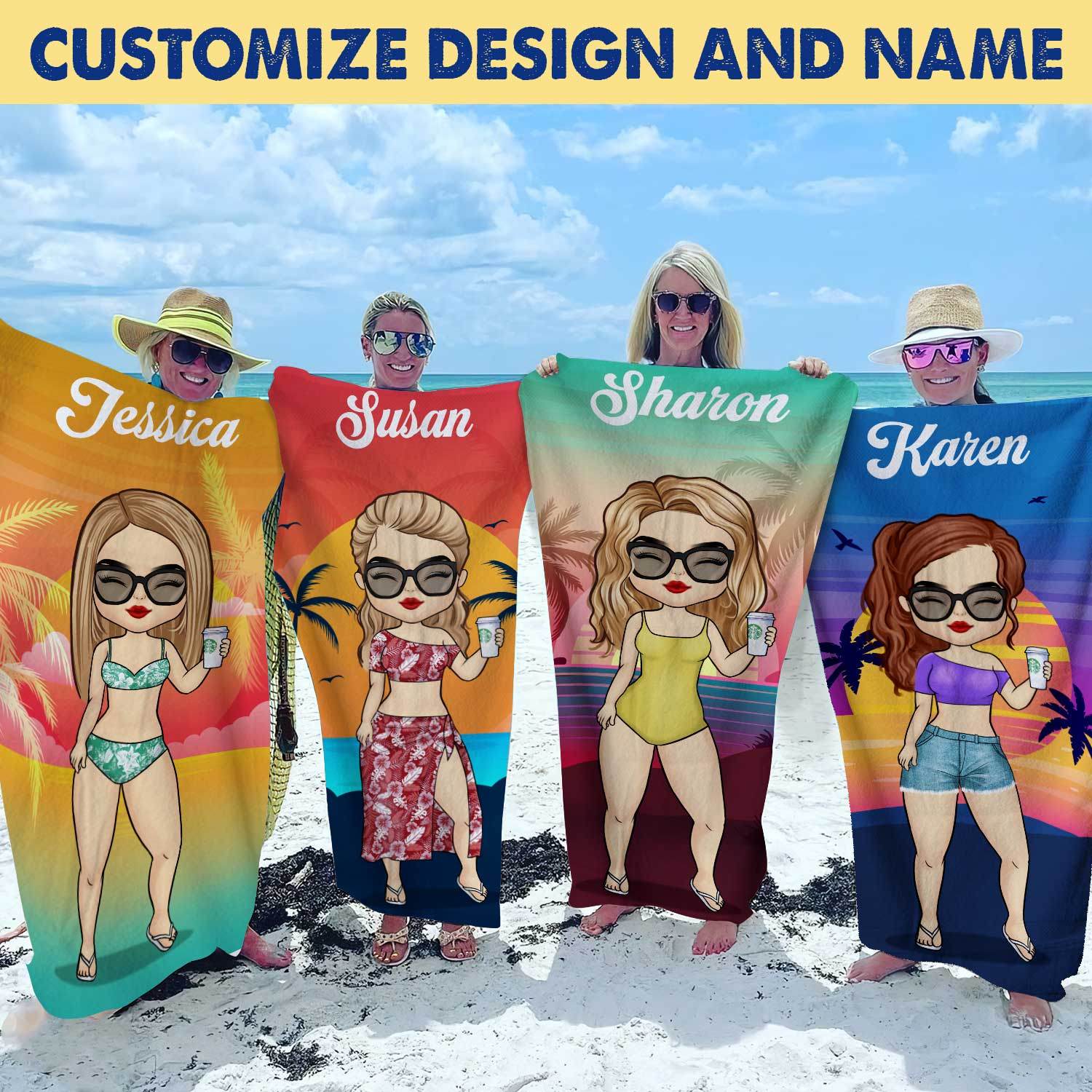 Tropical Summer Sunset - Personalized Beach Towel - Gift For Bestie - 60x30 in - WePrint
