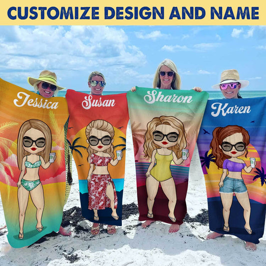 Tropical Summer Sunset - Personalized Beach Towel - Gift For Bestie - 60x30 in - WePrint