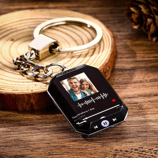 Engraved Scannable Code Crystal Keychains Custom Photo Music Keychain - WePrint