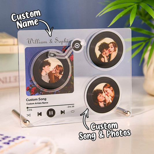 Personalized Rotatable Photo Vinyl Record Tap to Play NFC Music Record Plaque Gift for Lover - WePrint