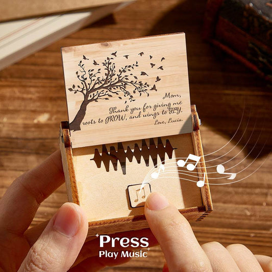 Personalized Wooden Music Box Custom Tree Music Box Gift for Mother - WePrint