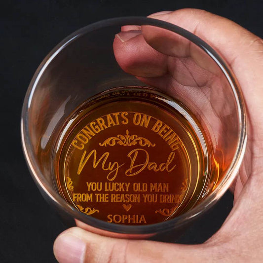Congrats On Being My Dad From The Reason You Drink - Personalized Engraved Whiskey Glass - WePrint