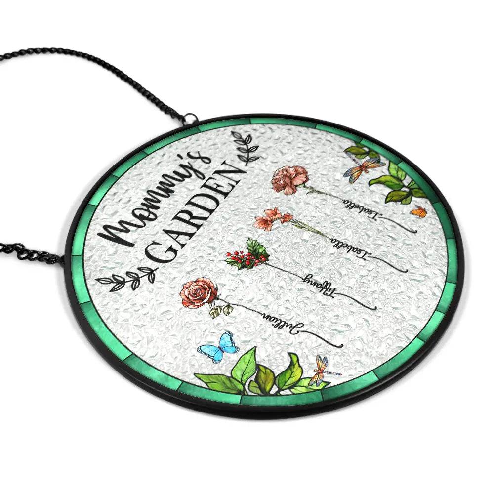 Birth Flower Grandma's Garden - Personalized Stained Glass Window Hanging Suncatcher - WePrint