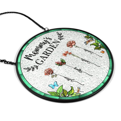 Birth Flower Grandma's Garden - Personalized Stained Glass Window Hanging Suncatcher - WePrint