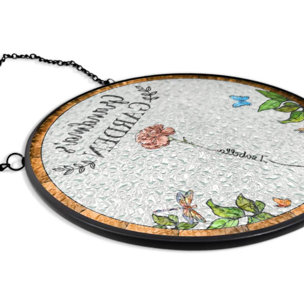 Birth Flower Grandma's Garden - Personalized Stained Glass Window Hanging Suncatcher - WePrint
