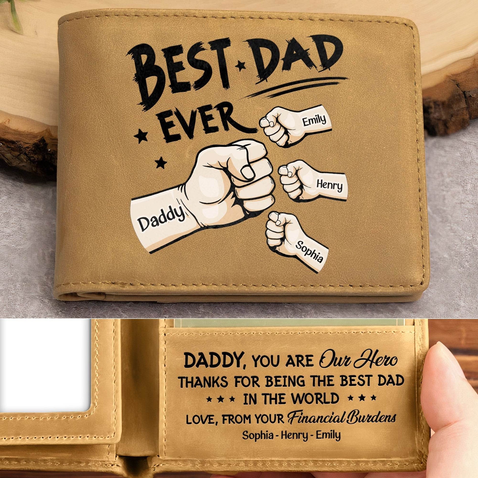 Best Dad Ever New Version - Personalized Leather Wallet - WePrint