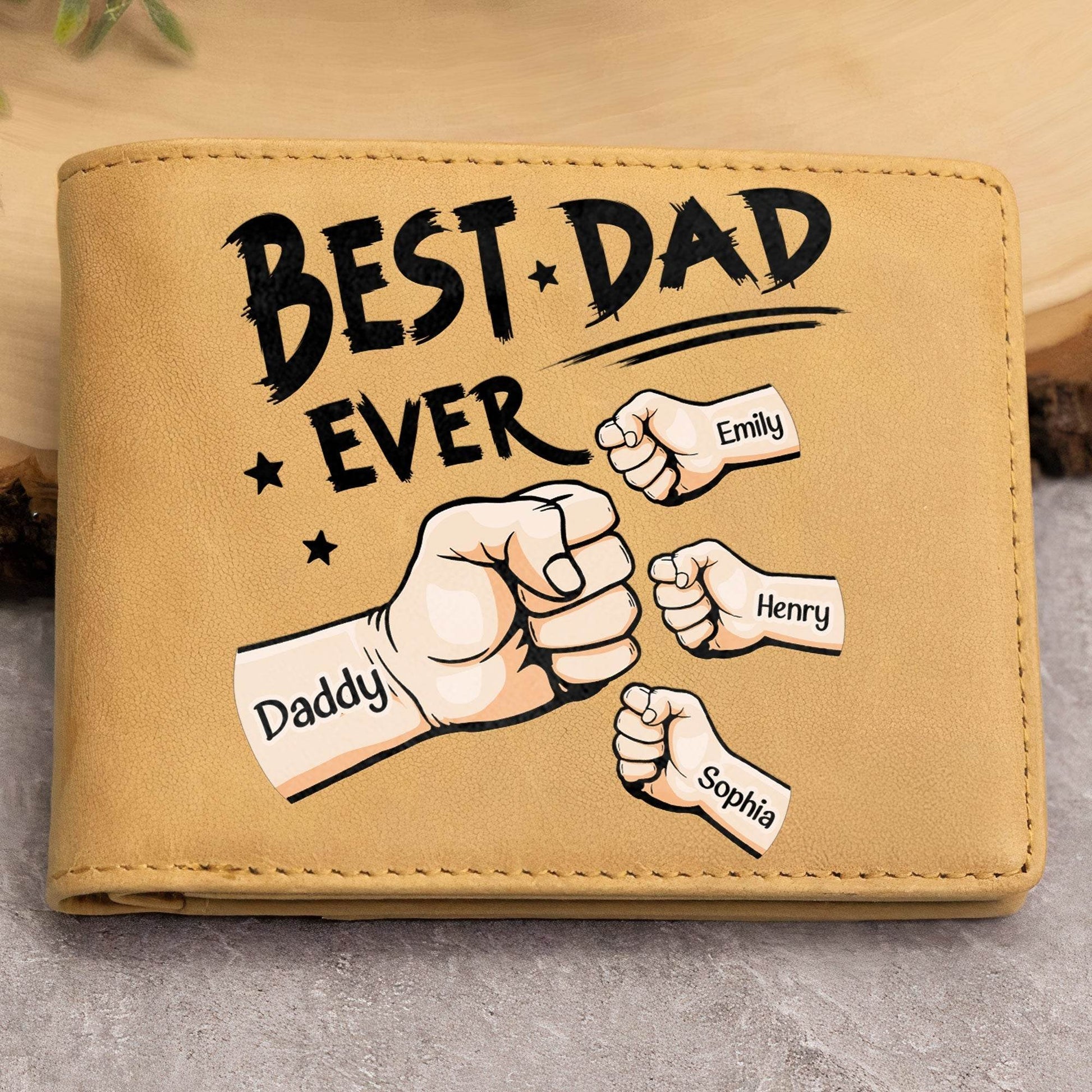 Best Dad Ever New Version - Personalized Leather Wallet - WePrint
