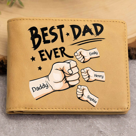 Best Dad Ever New Version - Personalized Leather Wallet - WePrint