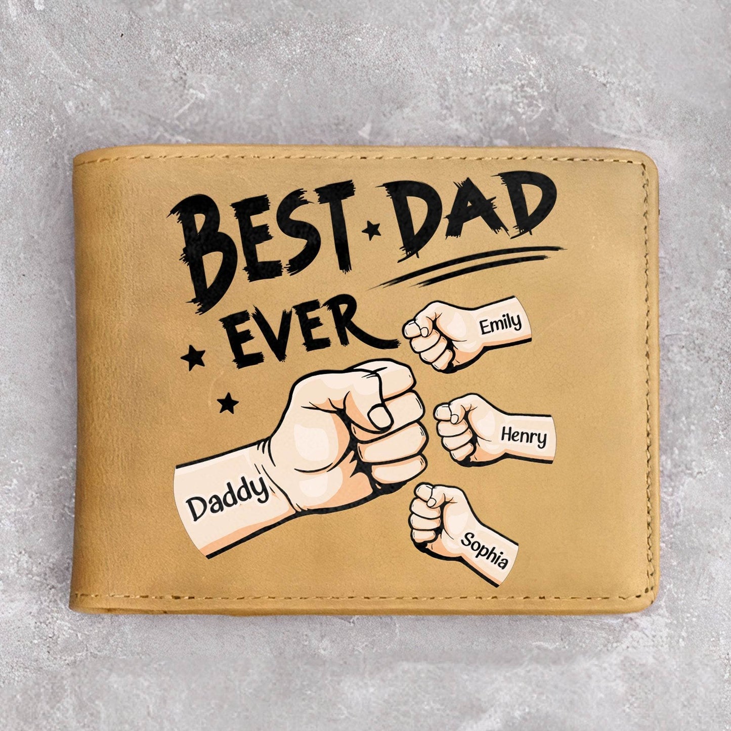 Best Dad Ever New Version - Personalized Leather Wallet - WePrint