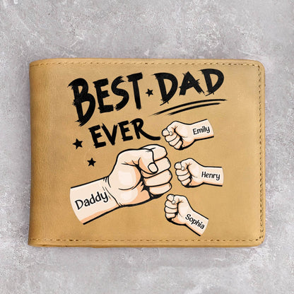 Best Dad Ever New Version - Personalized Leather Wallet - WePrint