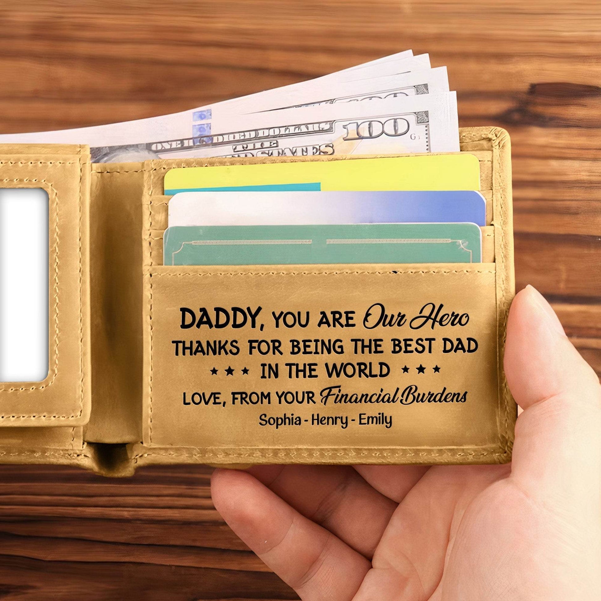 Best Dad Ever New Version - Personalized Leather Wallet - WePrint