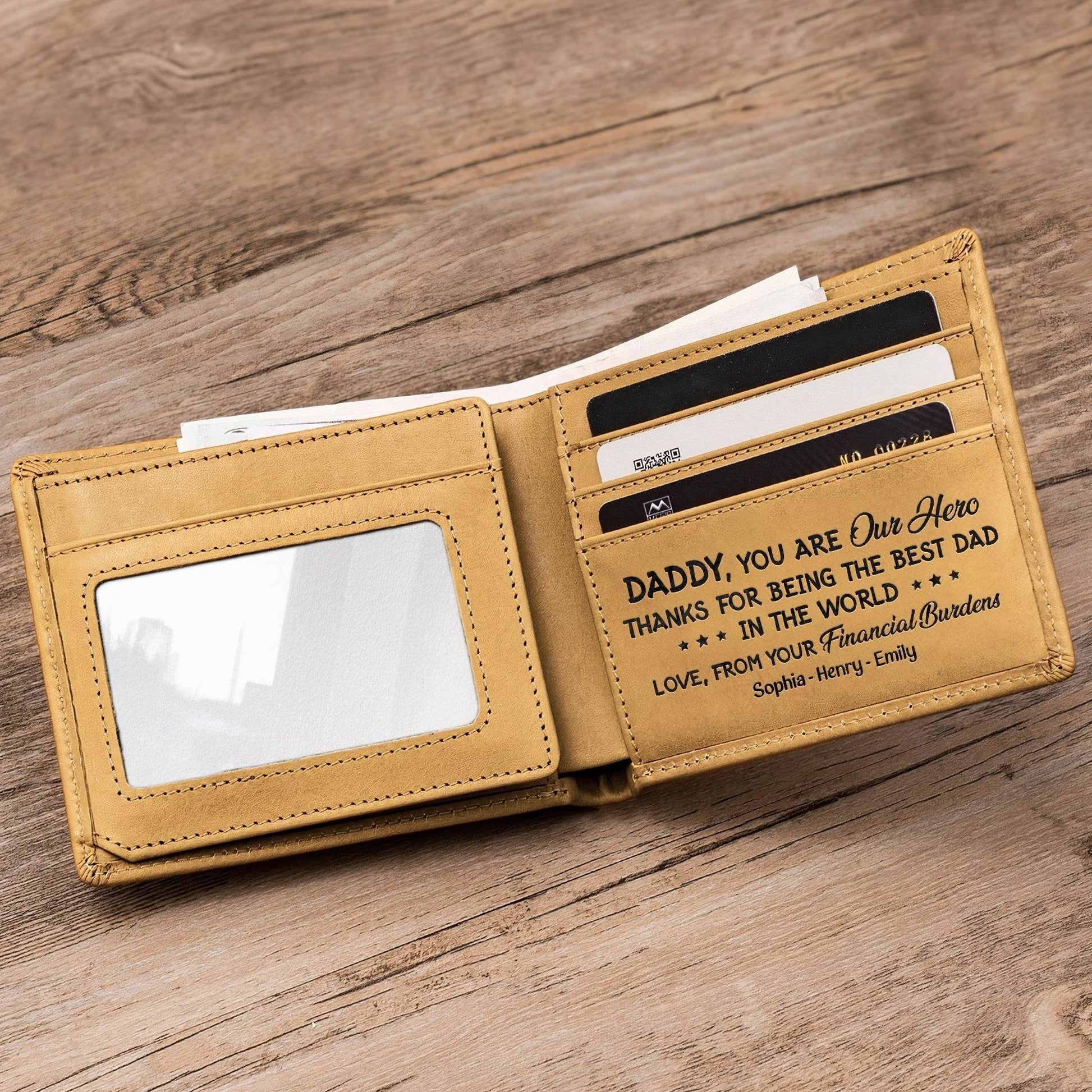 Best Dad Ever New Version - Personalized Leather Wallet - WePrint