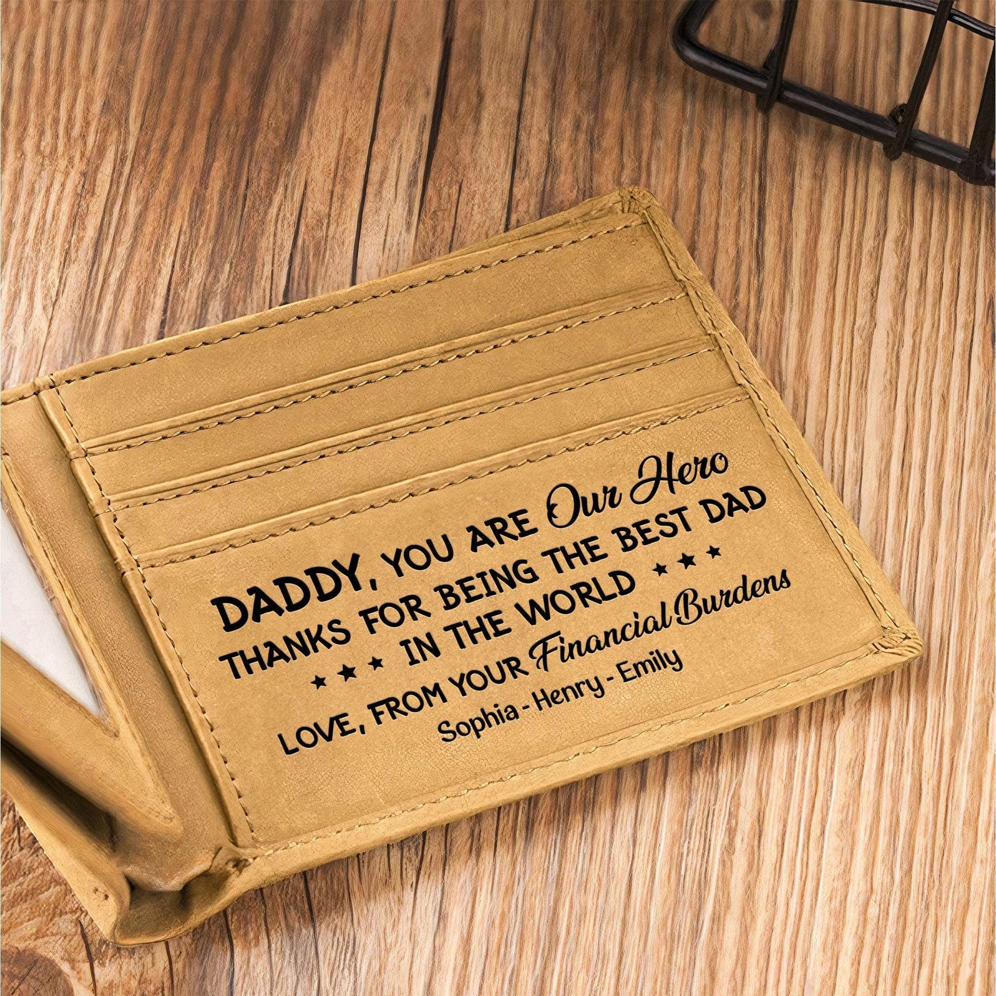 Best Dad Ever New Version - Personalized Leather Wallet - WePrint