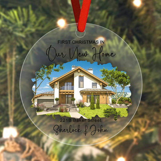Personalized New Home Photo Hanging Ornament - Custom Watercolor Housewarming Gift - WePrint