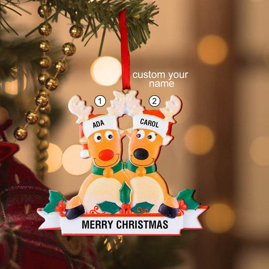 Custom Name Reindeer Family Xmas Ornament Personalized Christmas Decoration Gifts - WePrint