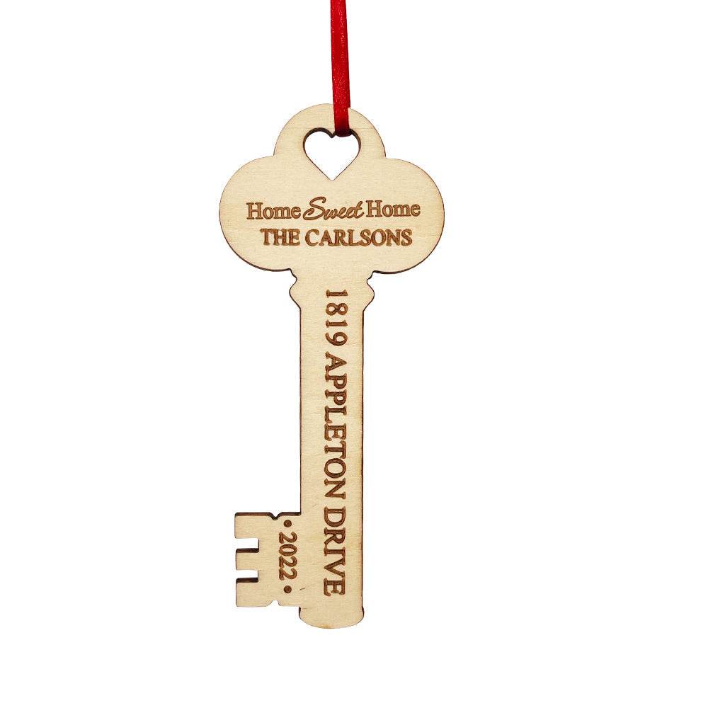 Personalized New Home Christmas Ornament Wooden Key Decoration for Housewarming Gift - WePrint