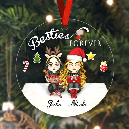 Besties Forever Custom Engraved Ornaments Christmas Tree Decoration Gifts for Friends - WePrint