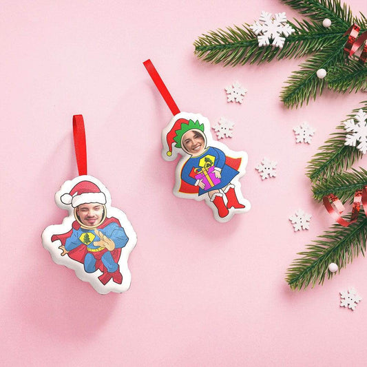 Custom Superman And Superwoman Hanging Decorations Personalized Face Christmas Hanging Decoration - WePrint