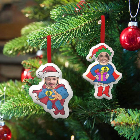 Custom Superman And Superwoman Hanging Decorations Personalized Face Christmas Hanging Decoration - WePrint