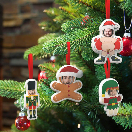 Custom Xmas Hanging Decorations Personalized Face Christmas Hanging Decoration Santa And Elf Hanging Decoration - WePrint