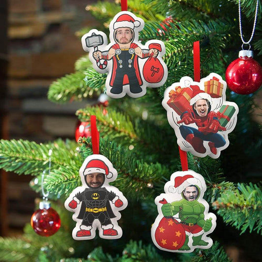 Custom Super Hero Decorations Personalized Face Christmas Hanging Decoration Superhero Decor Set - WePrint