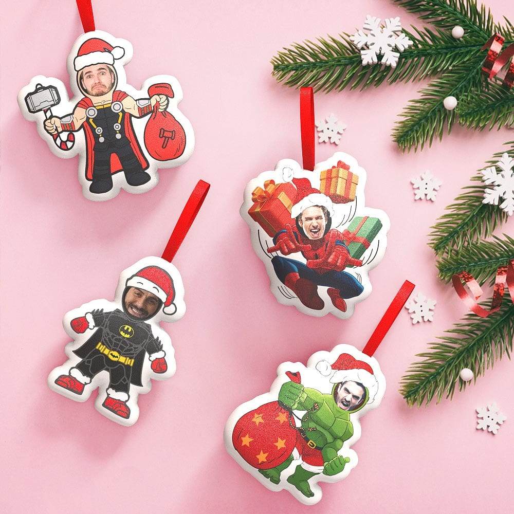 Custom Super Hero Decorations Personalized Face Christmas Hanging Decoration Superhero Decor Set - WePrint