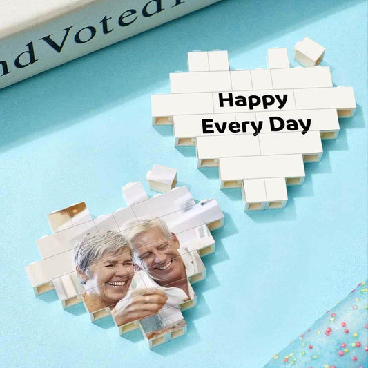 Custom Building Brick Puzzle Personalized Heart Shaped Photo Block - WePrint