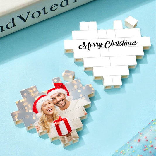 Custom Building Brick Personalized Heart Shaped Photo Block for Christmas - WePrint