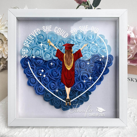 Class Of 2025 Graduation Gift So She Did - Personalized Flower Shadow Box - WePrint