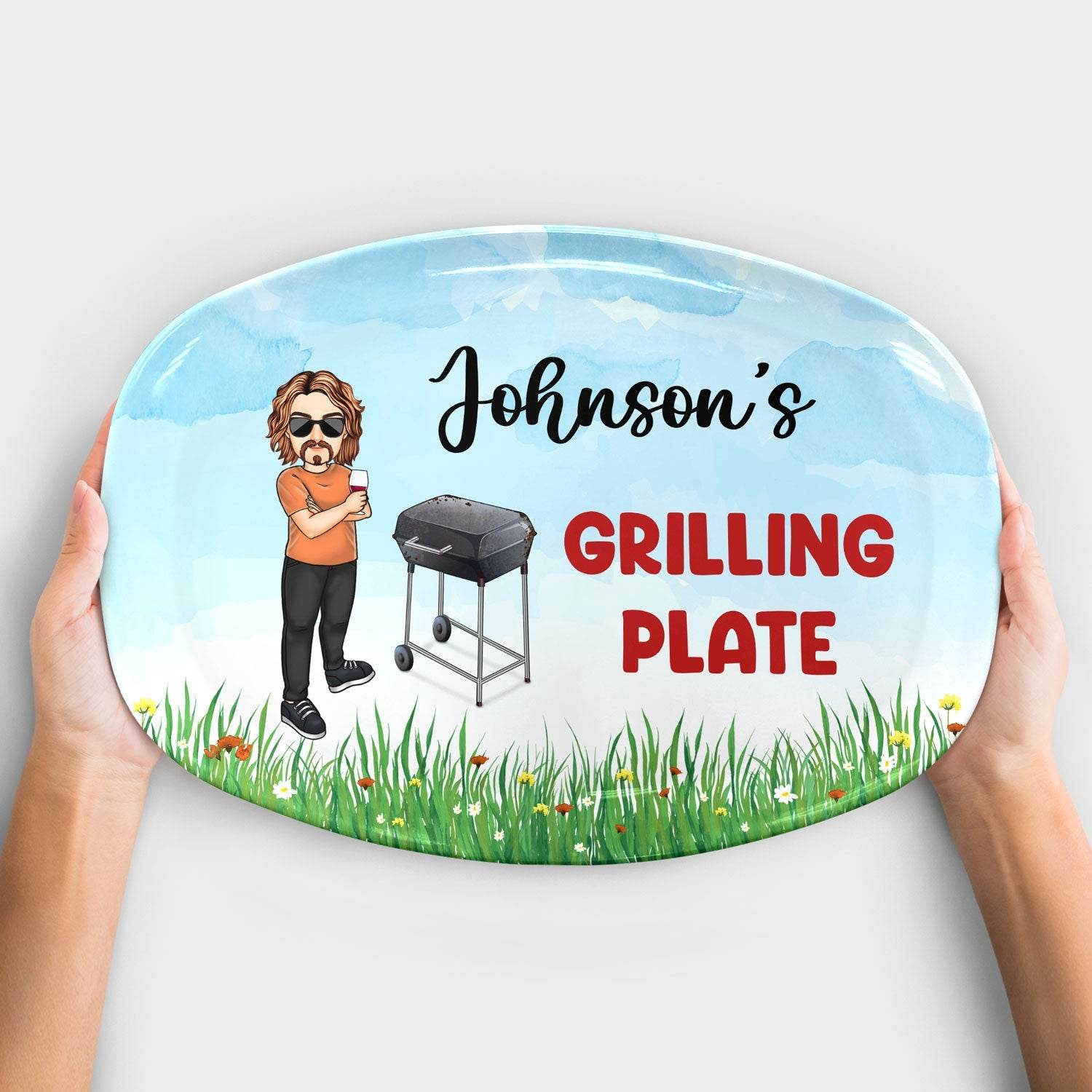 Grilling Plate Awesome BBQ - Gift For Yourself, Gift For Man - Personalized Custom Plate - WePrint