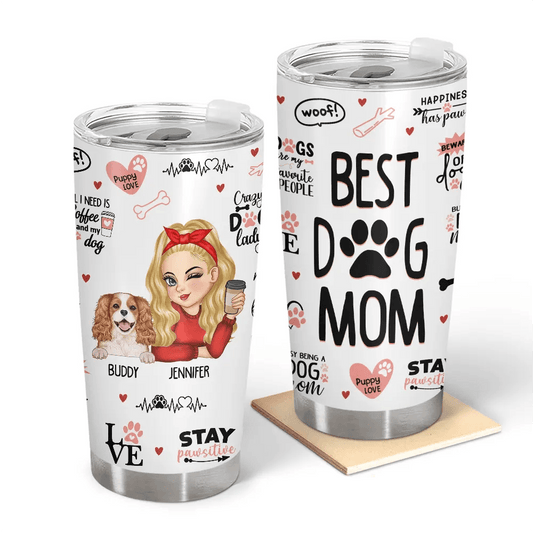 Best Dog Mom Puppy Love - Personalized Tumbler - WePrint