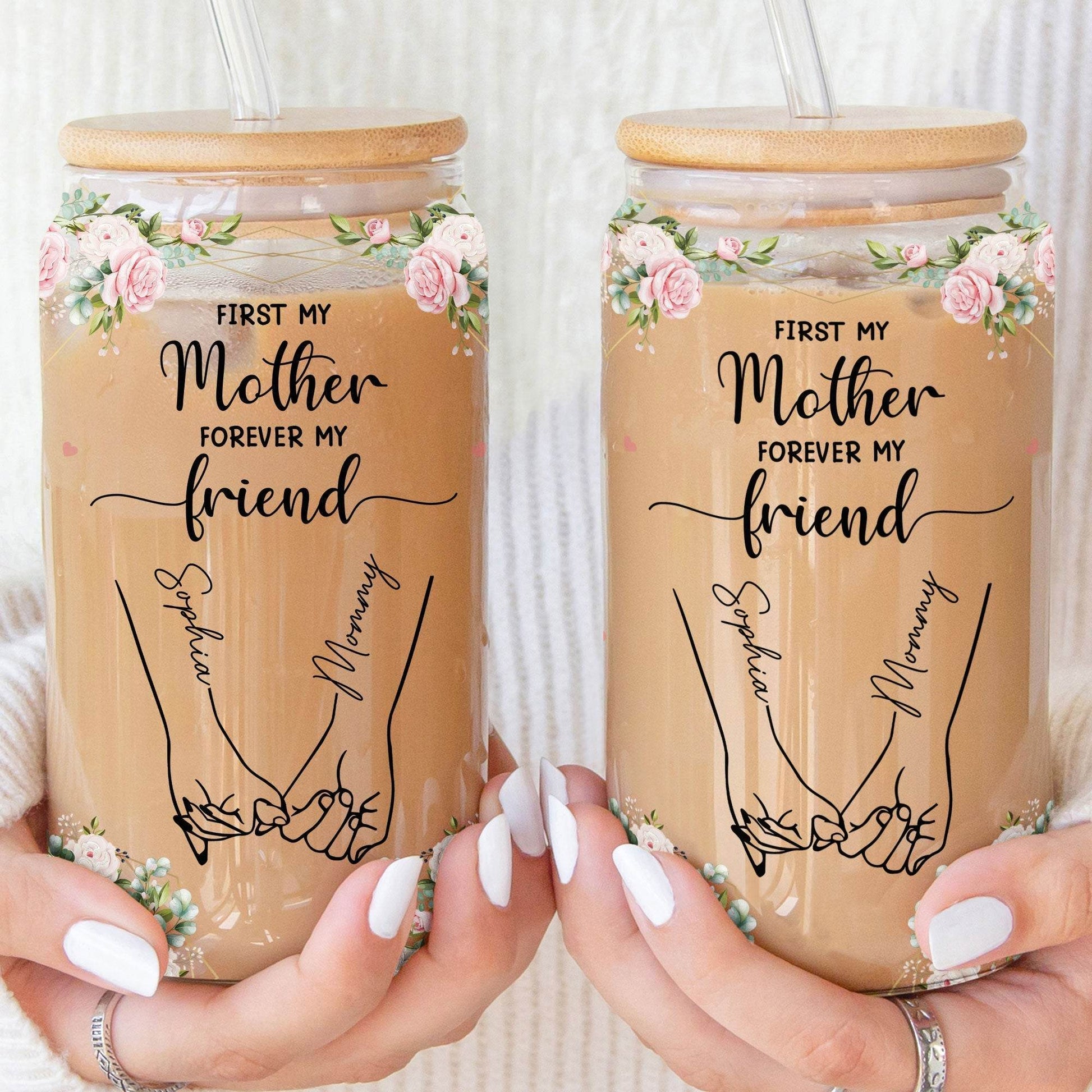 Personalized Clear Glass Cup-First My Mother Forever My Friend - WePrint