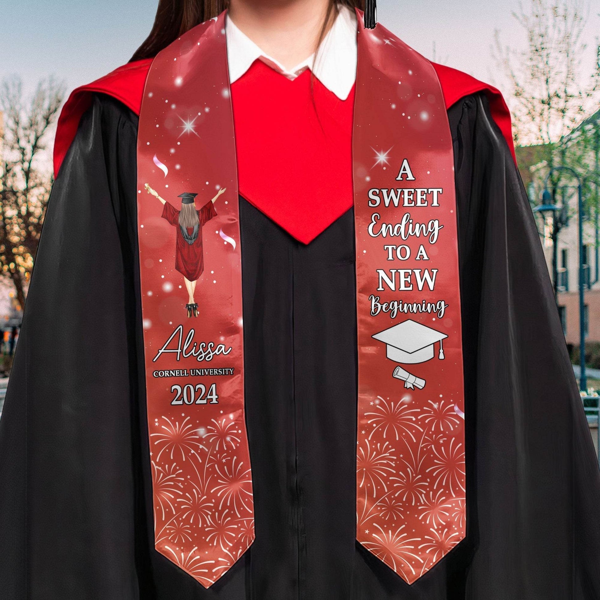 Graduation Stole A Sweet Ending To A New Beginning - Personalized Graduation Stole - WePrint