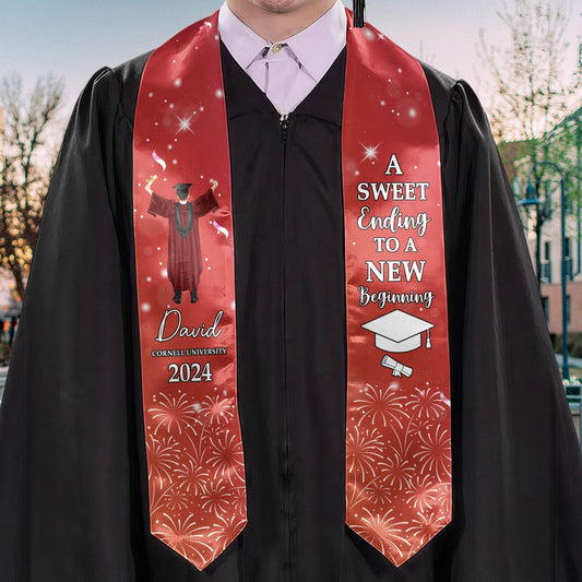 Graduation Stole A Sweet Ending To A New Beginning - Personalized Graduation Stole - WePrint