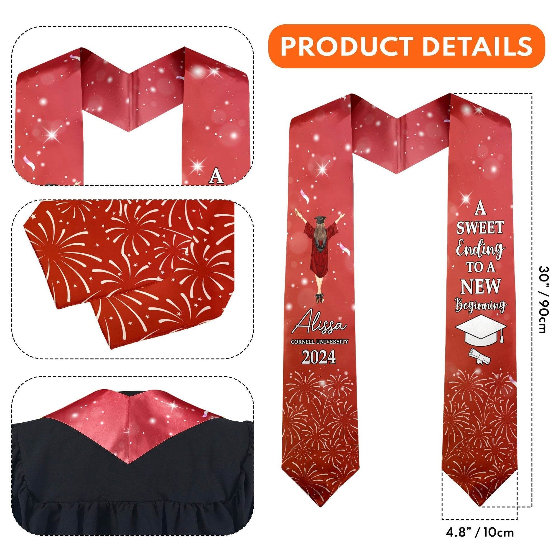 Graduation Stole A Sweet Ending To A New Beginning - Personalized Graduation Stole - WePrint