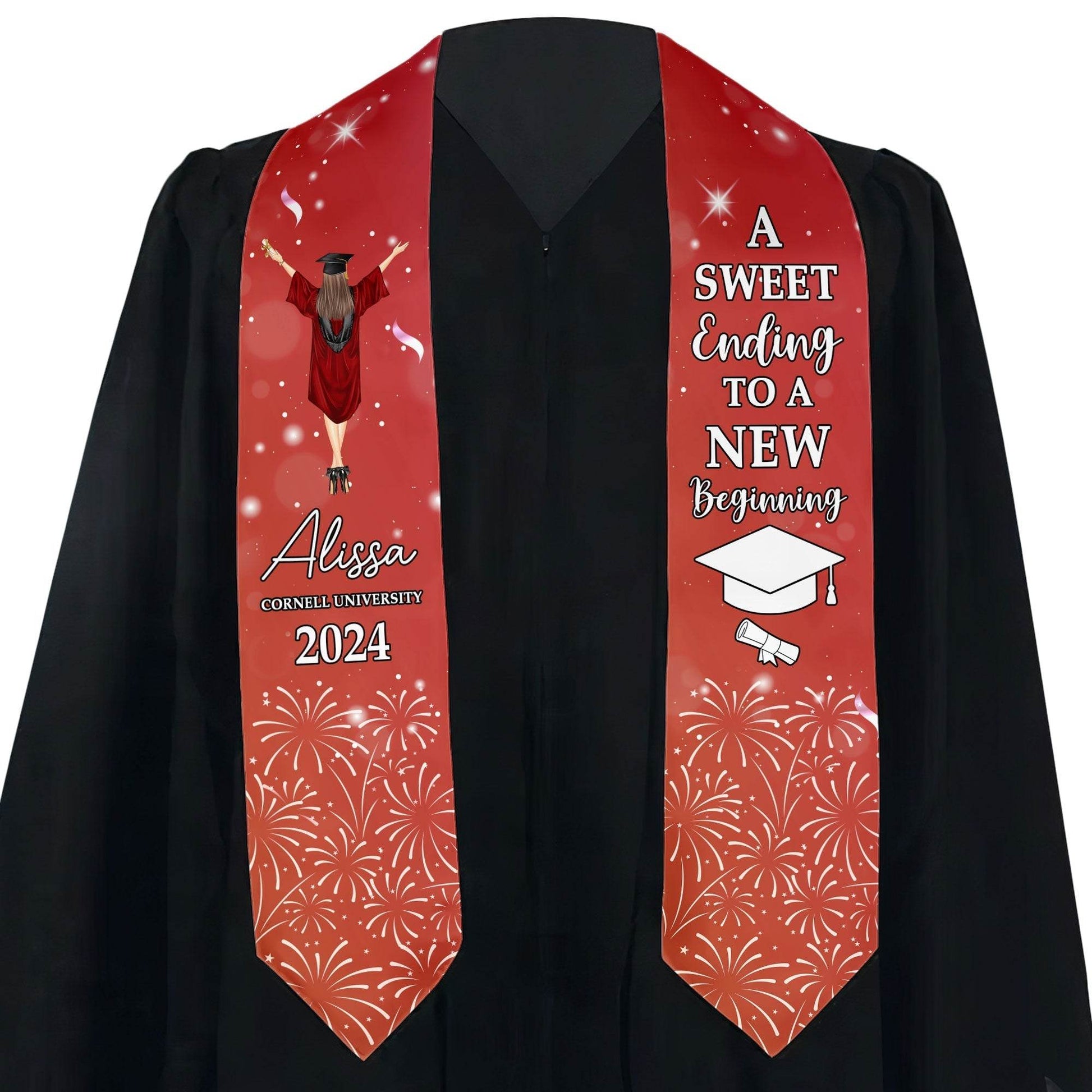 Graduation Stole A Sweet Ending To A New Beginning - Personalized Graduation Stole - WePrint