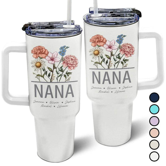 Nana Grandma Mom Birth Flowers - Personalized 40oz Tumbler With Straw - WePrint