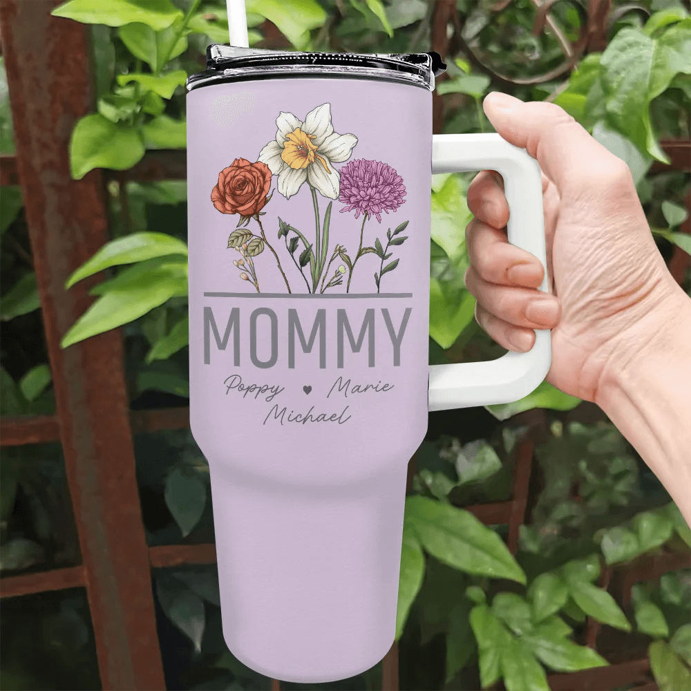 Nana Grandma Mom Birth Flowers - Personalized 40oz Tumbler With Straw - WePrint