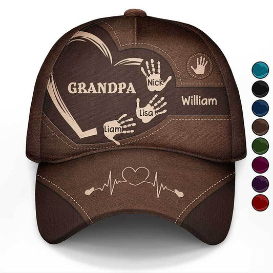 Grandpa Dad Kids Handprints - Personalized Classic Cap - WePrint