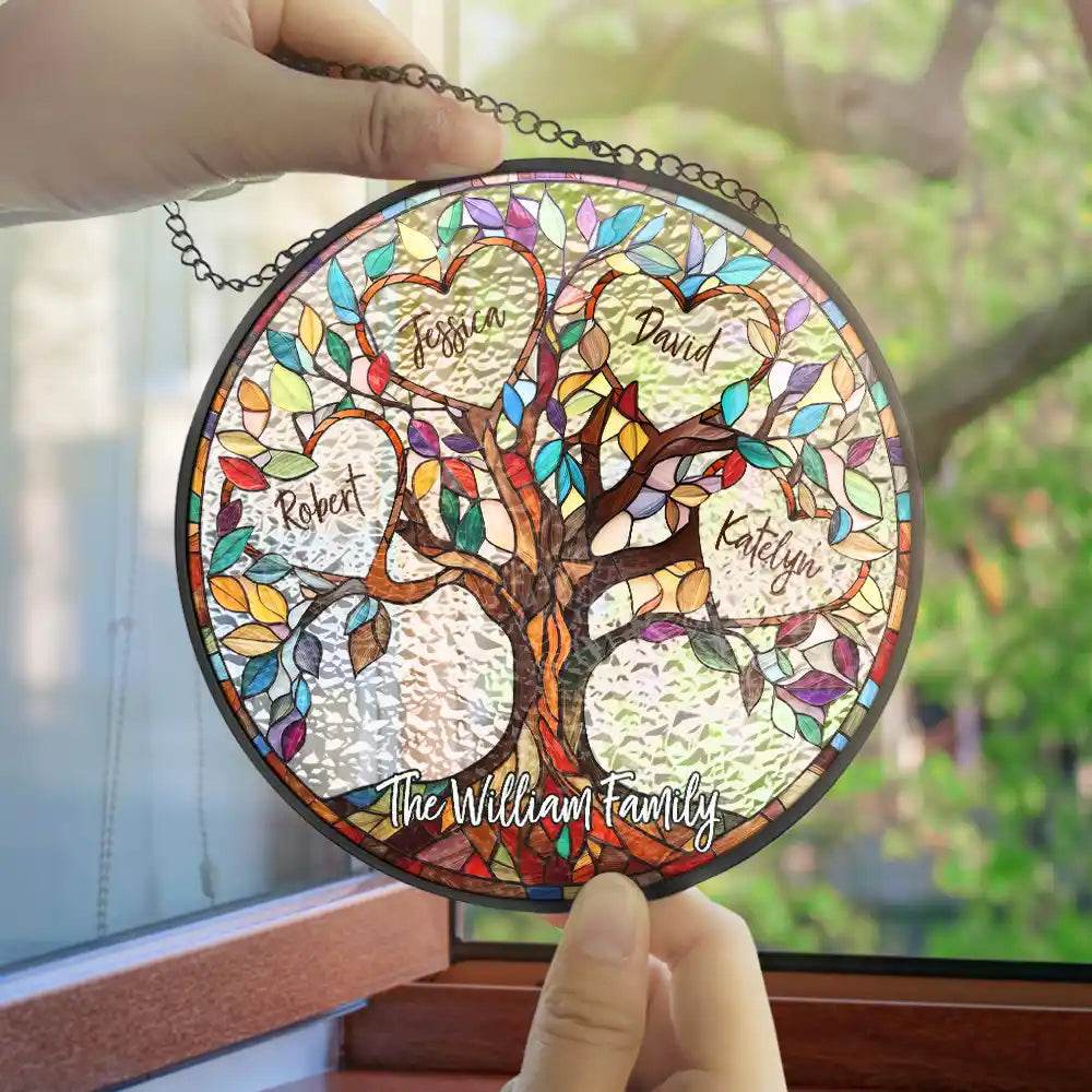 Family Unbreakable Bond Tree Of Life - Personalized Stained Glass Window Hanging Suncatcher - WePrint