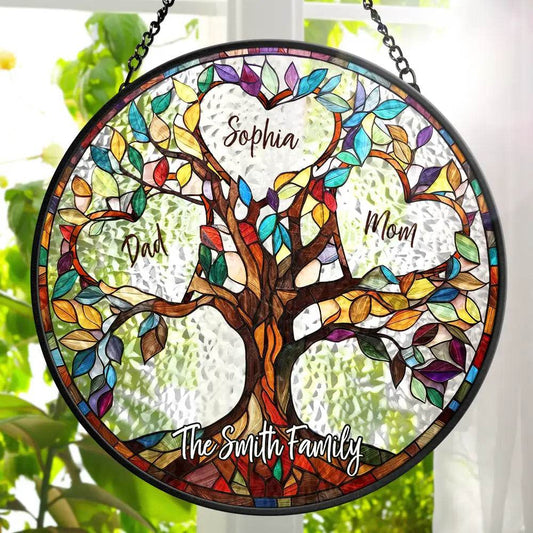 Family Unbreakable Bond Tree Of Life - Personalized Stained Glass Window Hanging Suncatcher - WePrint