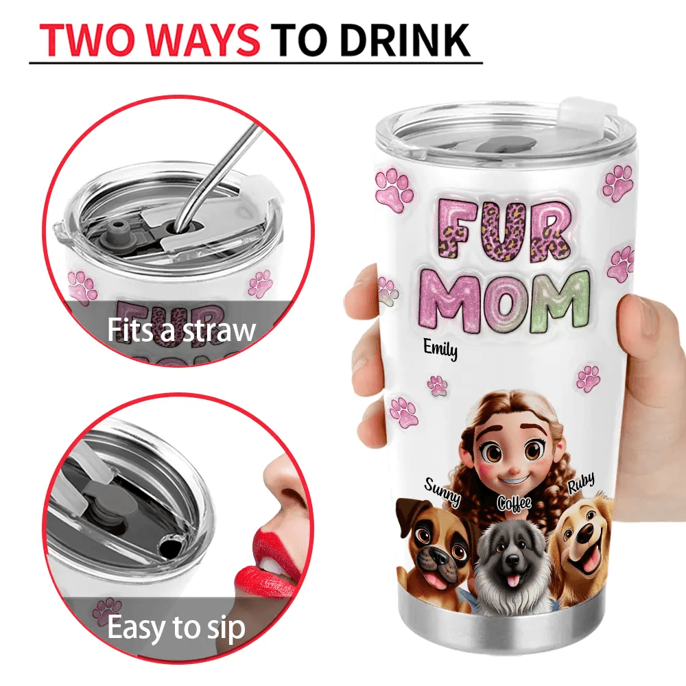 Dog Mom 3D Effect - Personalized Tumbler - WePrint