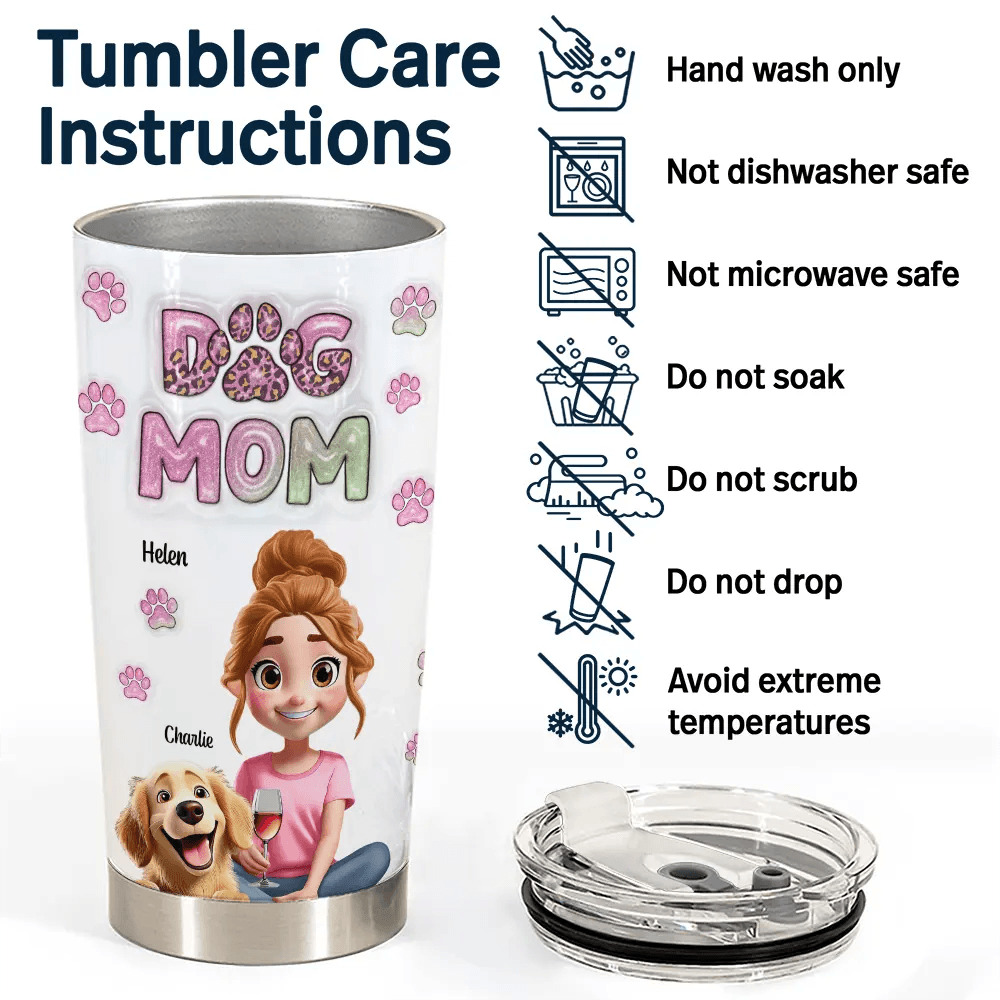 Dog Mom 3D Effect - Personalized Tumbler - WePrint