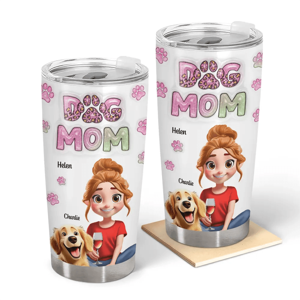 Dog Mom 3D Effect - Personalized Tumbler - WePrint