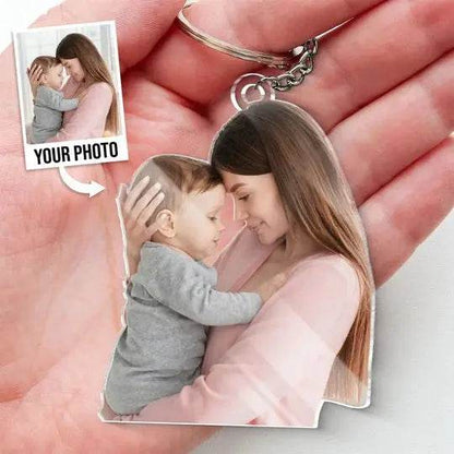Pet Lovers - Custom Photo Happiness Is A Warm Puppy - Personalized Acrylic Keychain - WePrint