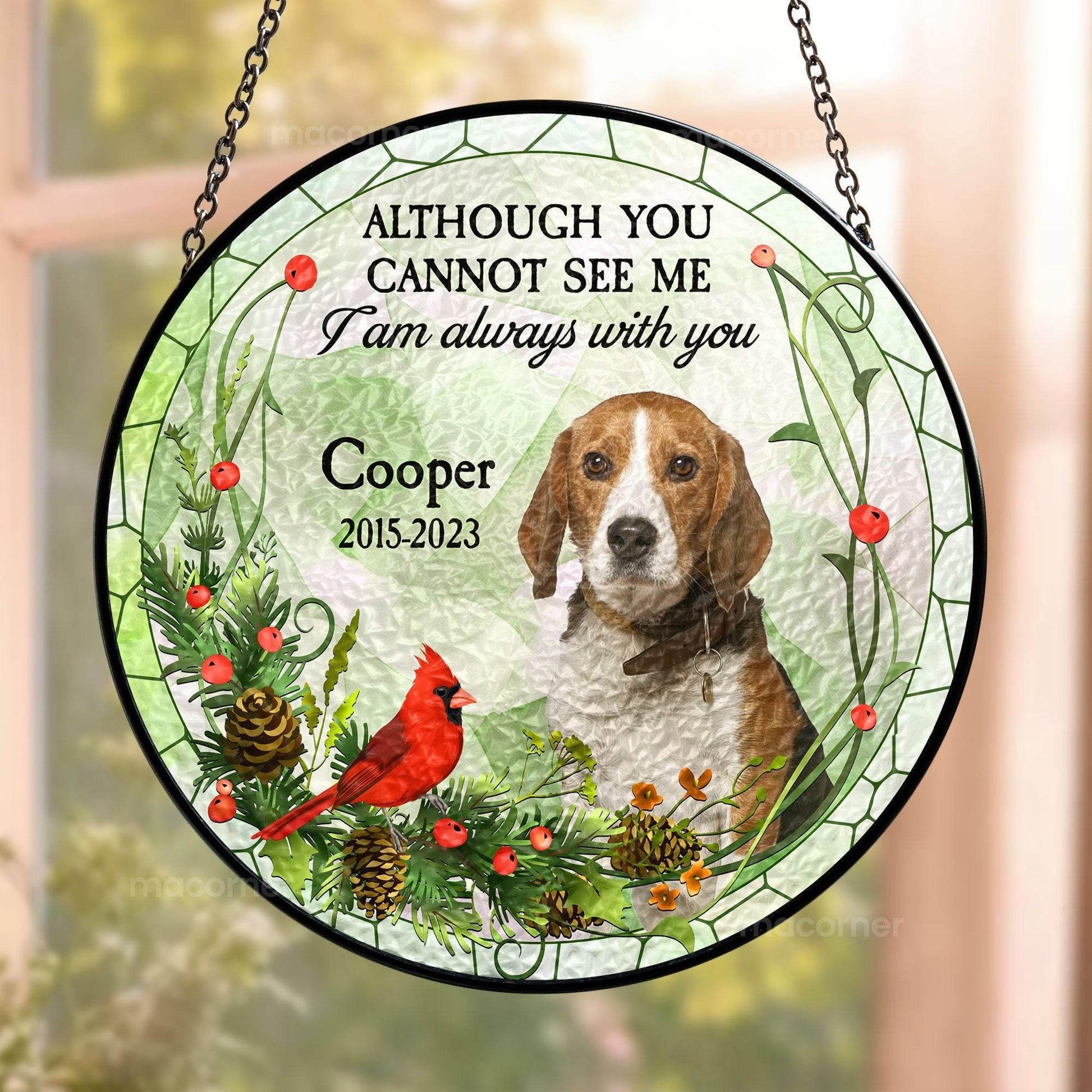 Pet Memorial In My Heart - Personalized Photo Stained Glass Window Hanging Suncatcher - WePrint