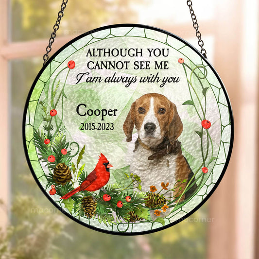 Pet Memorial In My Heart - Personalized Photo Stained Glass Window Hanging Suncatcher - WePrint